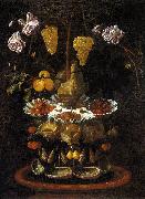 Juan de  Espinosa A fountain of grape vines, roses and apples in a conch shell Germany oil painting artist
